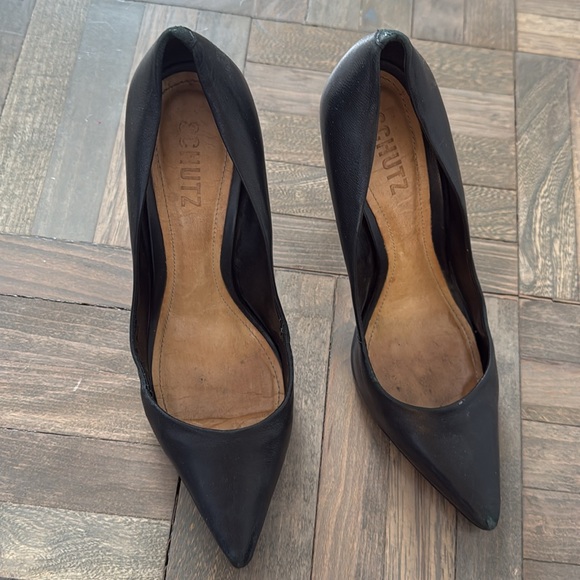 Schutz Black Leather Stiletto Pumps - Picture 8 of 15